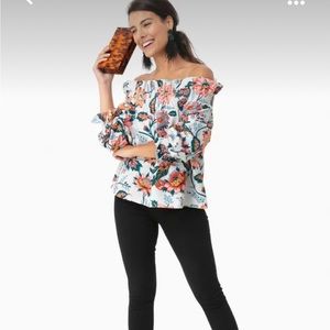 Tuckernuck Off the Shoulder Floral Blouse